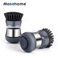 Masthome  Stainless Steel pack Round Head Kitchen cleaning Soap Dispensing dish brush