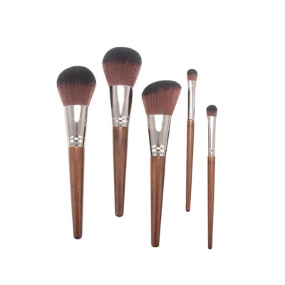 Personalized cheap professional 5pcs wooden cosmetic makeup brush set