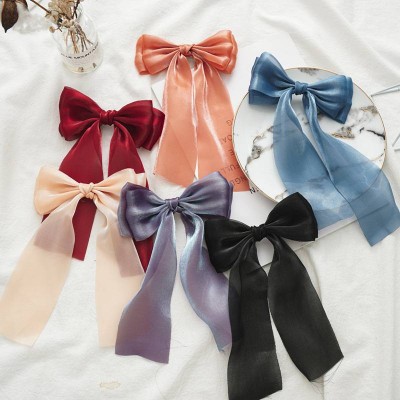 2021 New Design Sweet Shiner Chiffon Hair Pin Ribbon Bow Duck Hair Clip For Women Girl Hiar Accessories